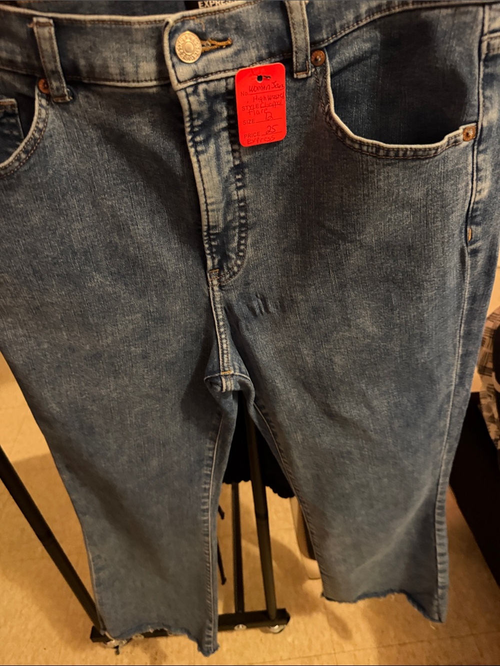 Express High-Rise Straight Jeans in Medium Blue